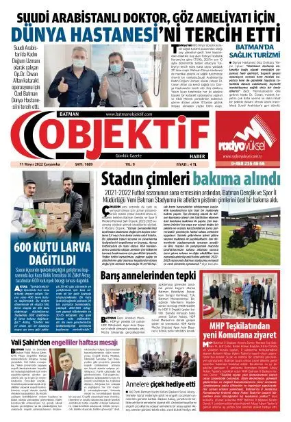 11.05.2022 tarihli sayı, 1. sayfa