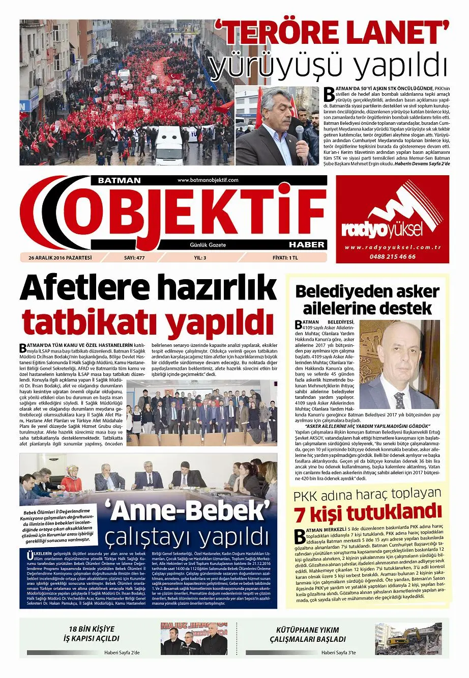 25.12.2016 tarihli sayı, 1. sayfa