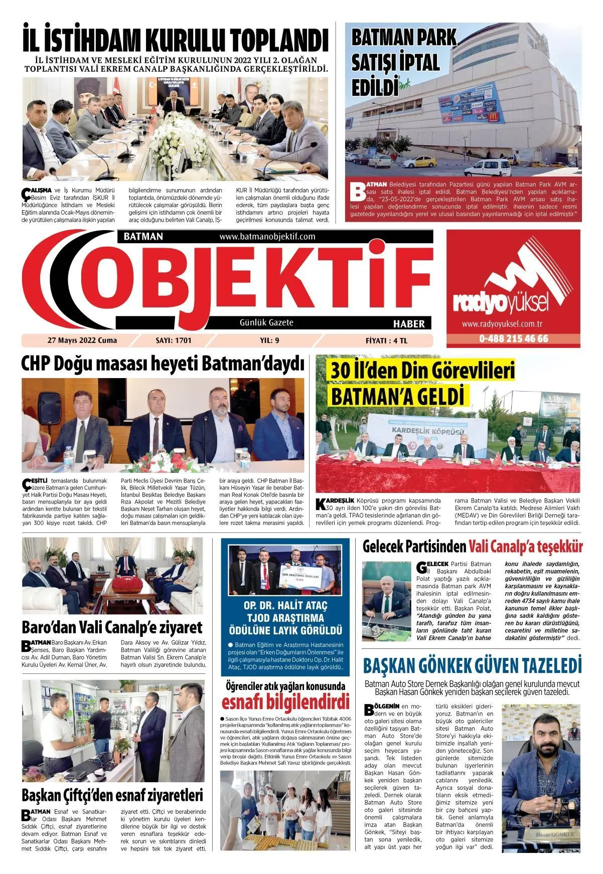 27.05.2022 tarihli sayı, 1. sayfa