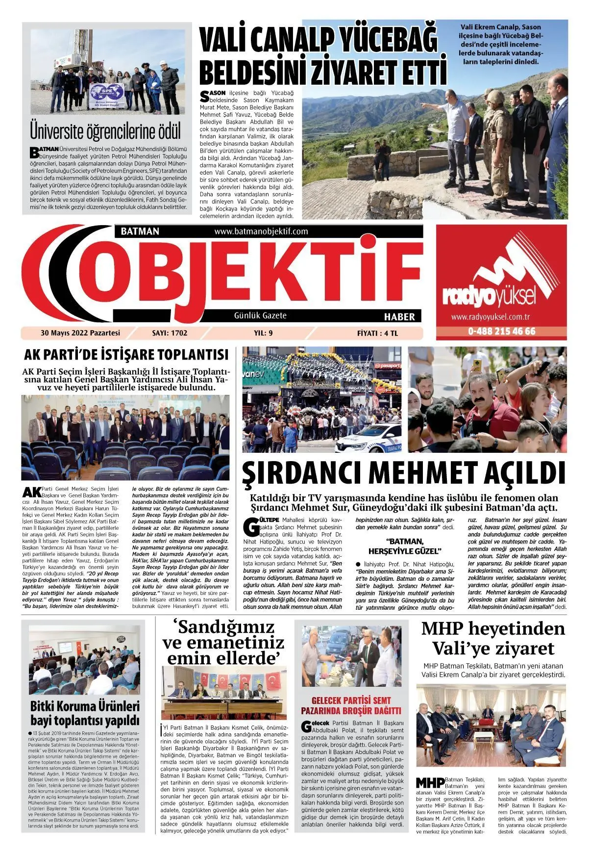 30.05.2022 tarihli sayı, 1. sayfa