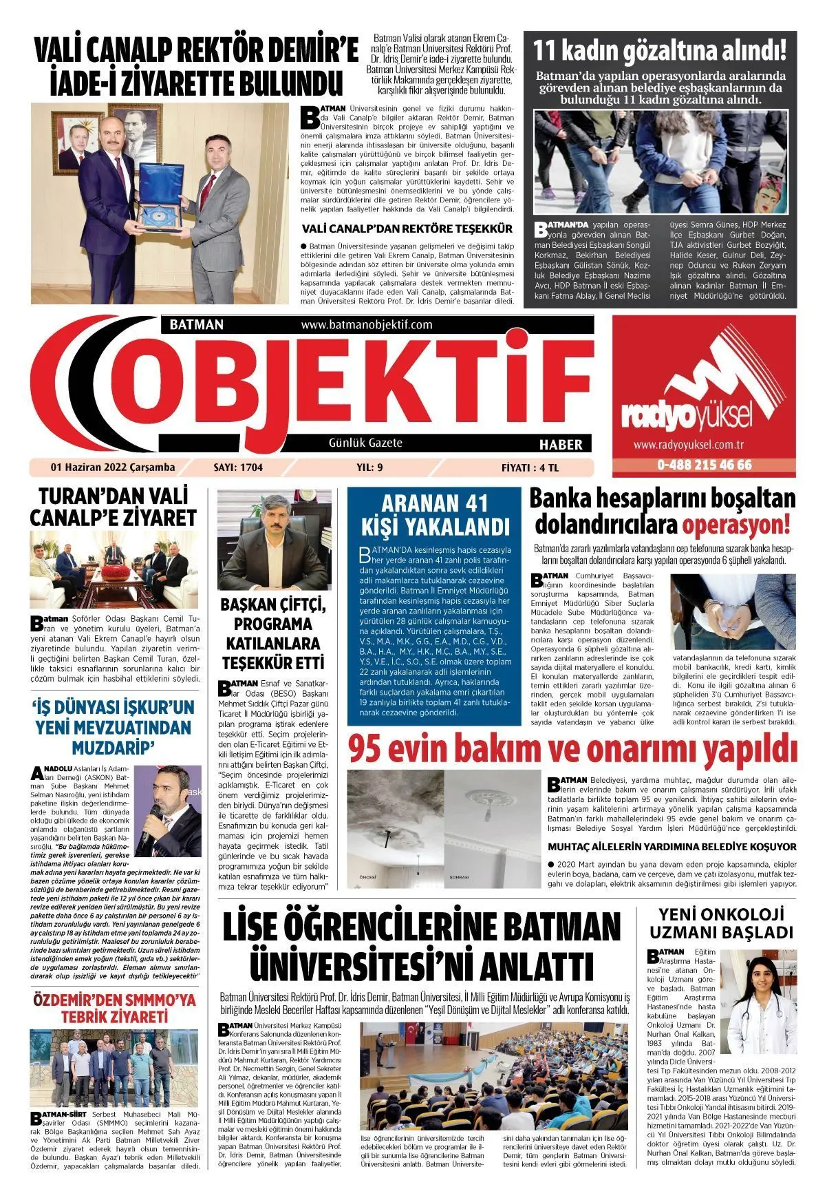 01.06.2022 tarihli sayı, 1. sayfa