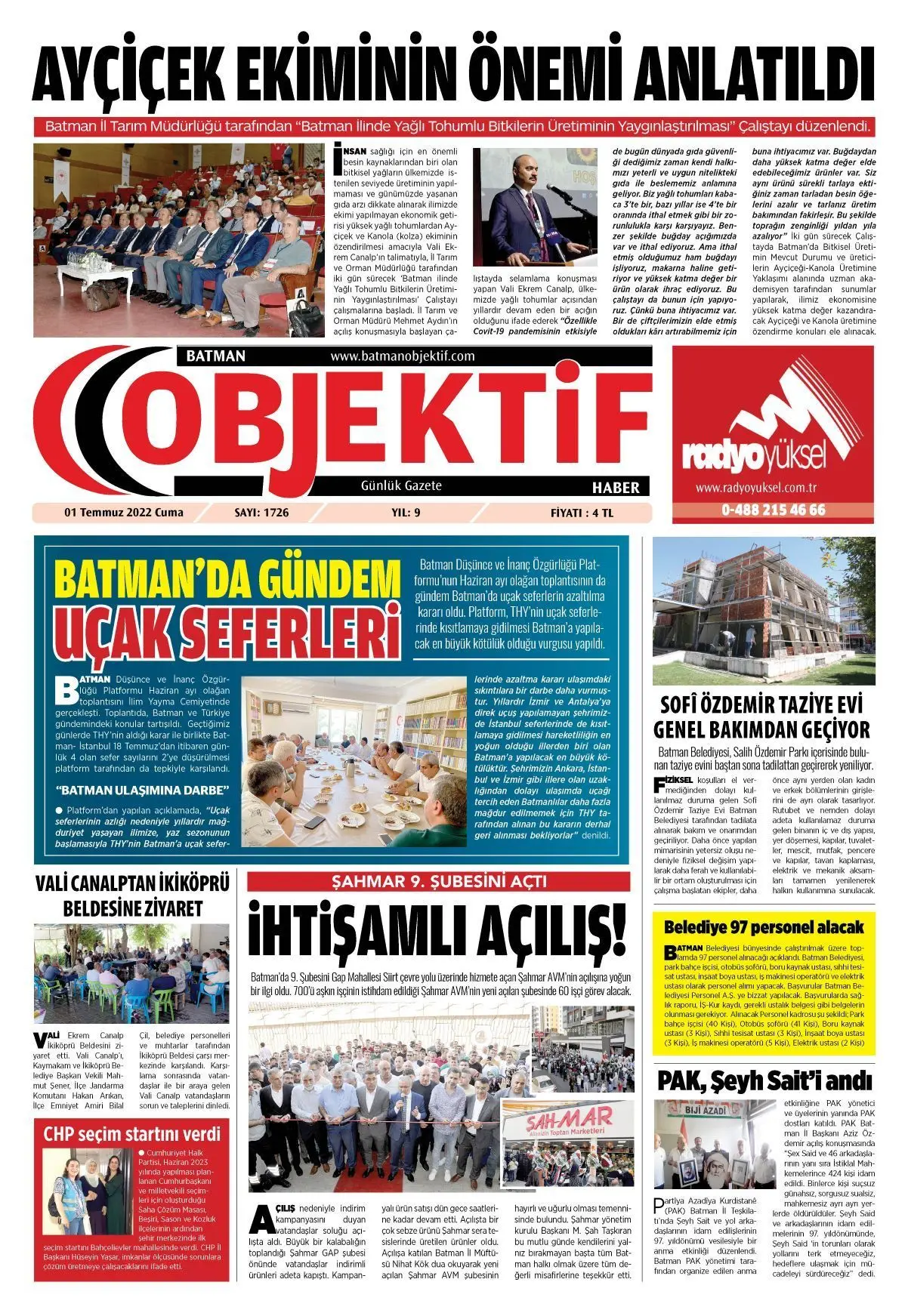 03.07.2022 tarihli sayı, 1. sayfa