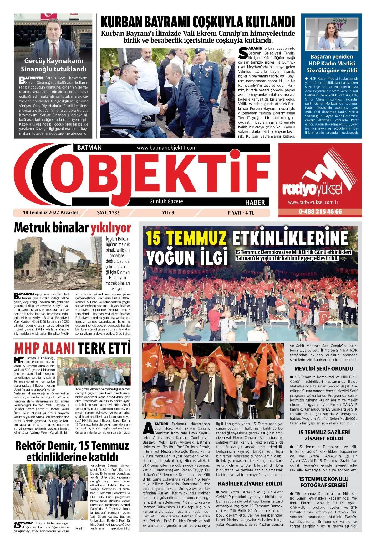 17.07.2022 tarihli sayı, 1. sayfa