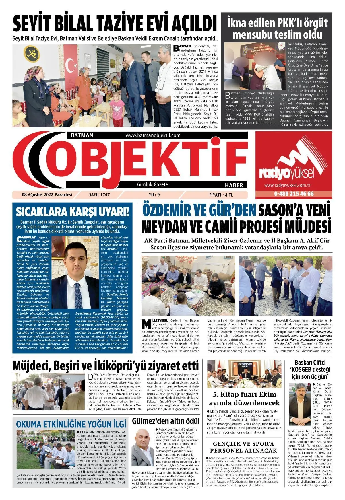 08.08.2022 tarihli sayı, 1. sayfa