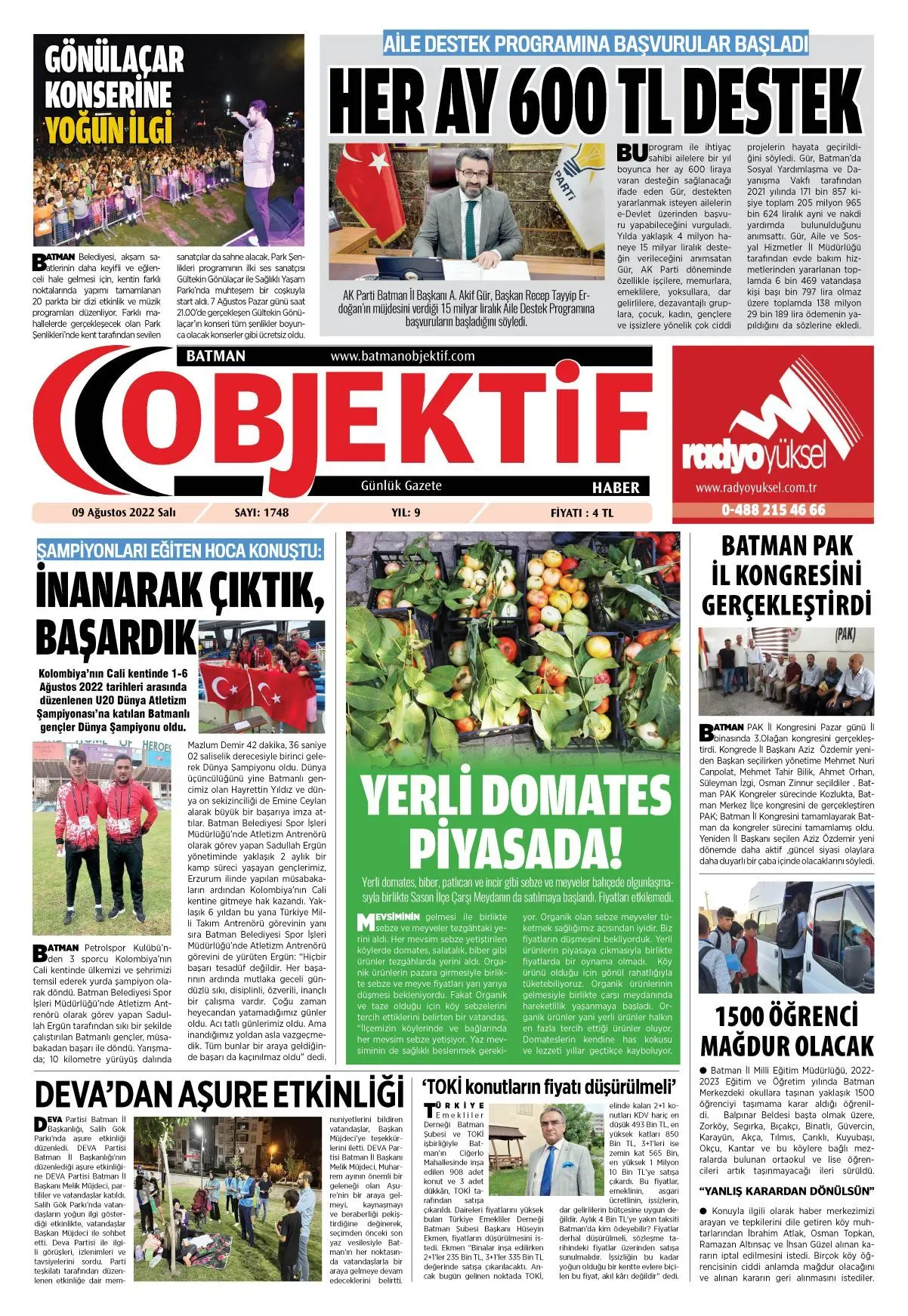 10.08.2022 tarihli sayı, 1. sayfa