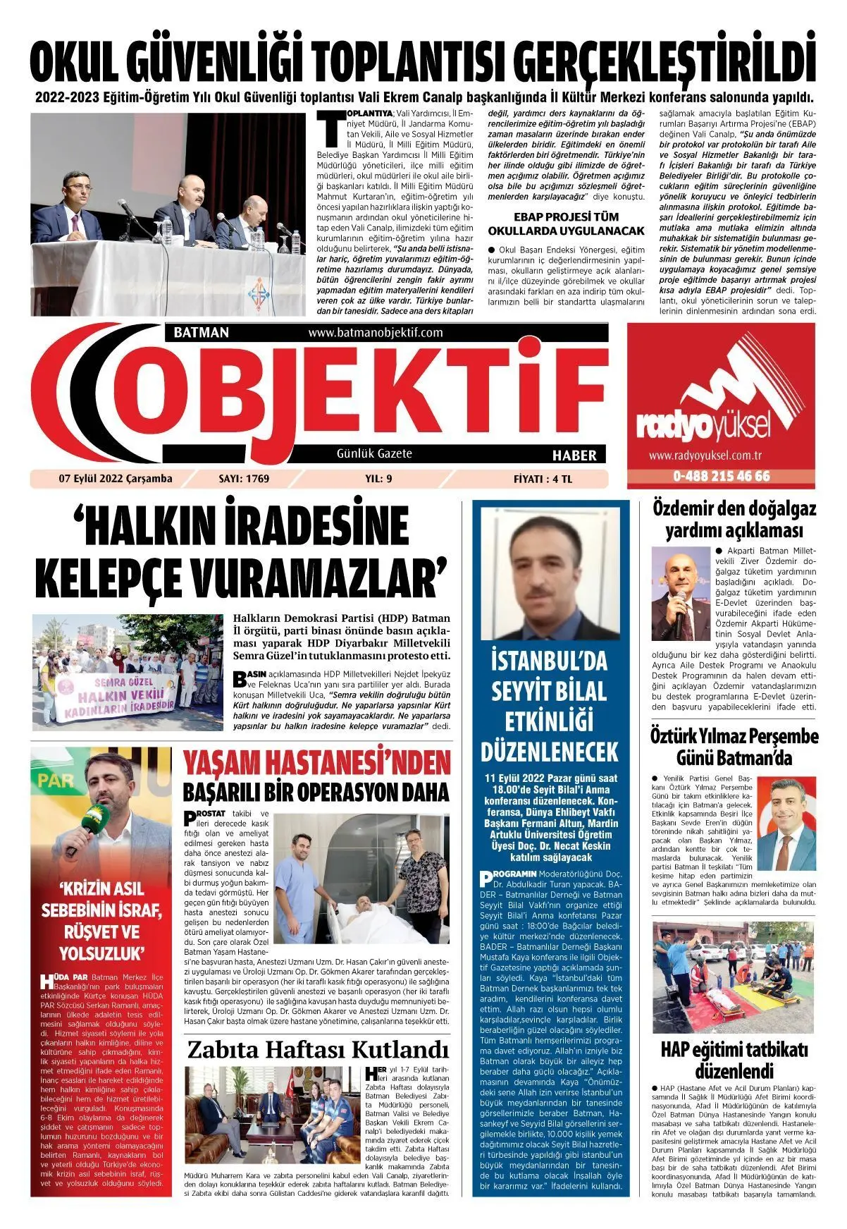 07.09.2022 tarihli sayı, 1. sayfa