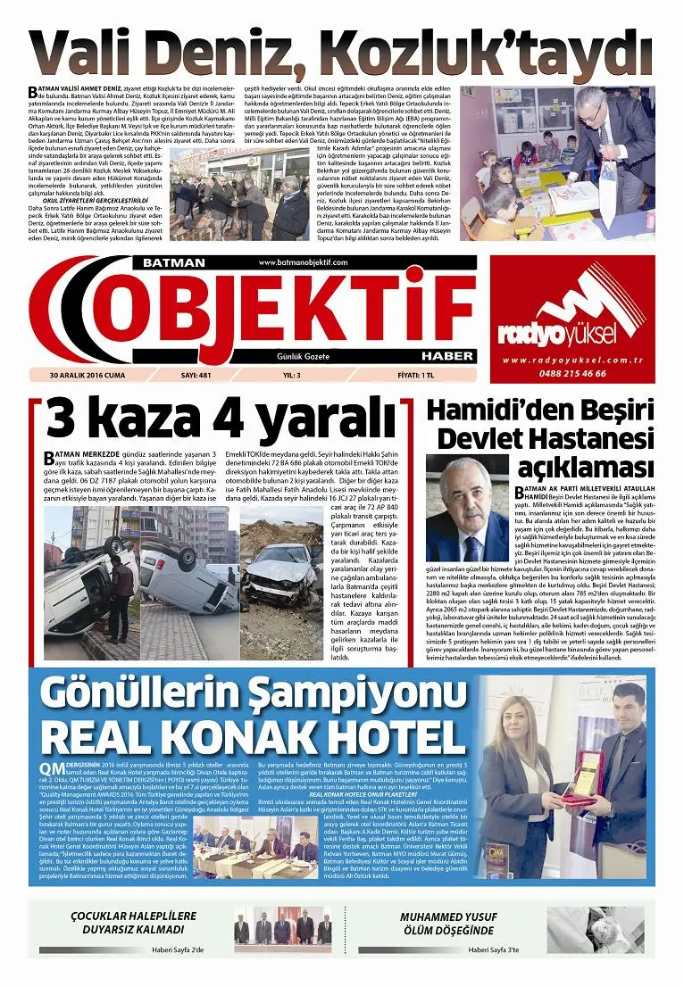 30.12.2016 tarihli sayı, 1. sayfa