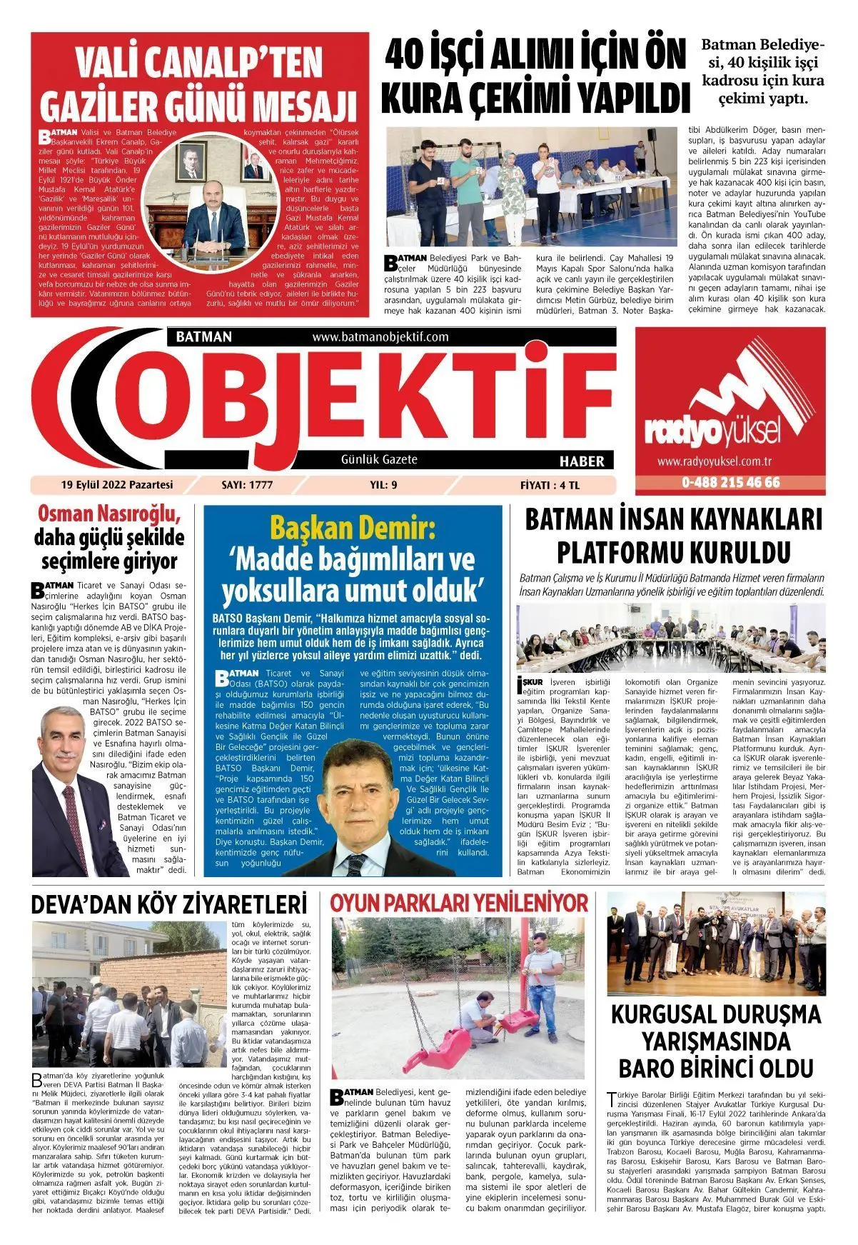 19.09.2022 tarihli sayı, 1. sayfa