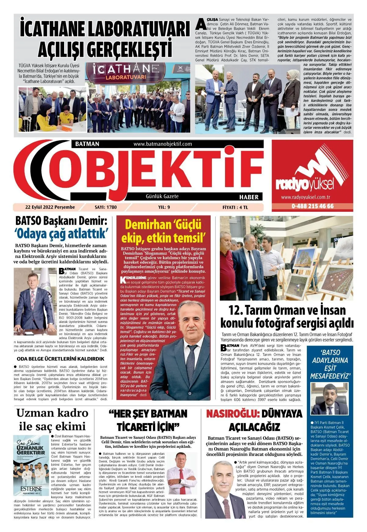22.09.2022 tarihli sayı, 1. sayfa
