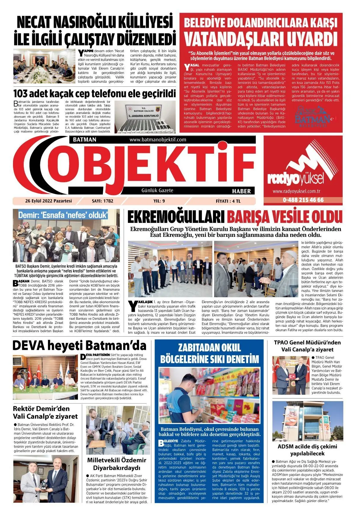 26.09.2022 tarihli sayı, 1. sayfa