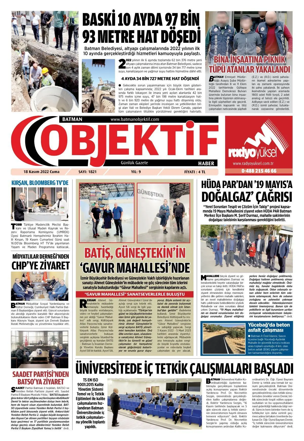 18.11.2022 tarihli sayı, 1. sayfa