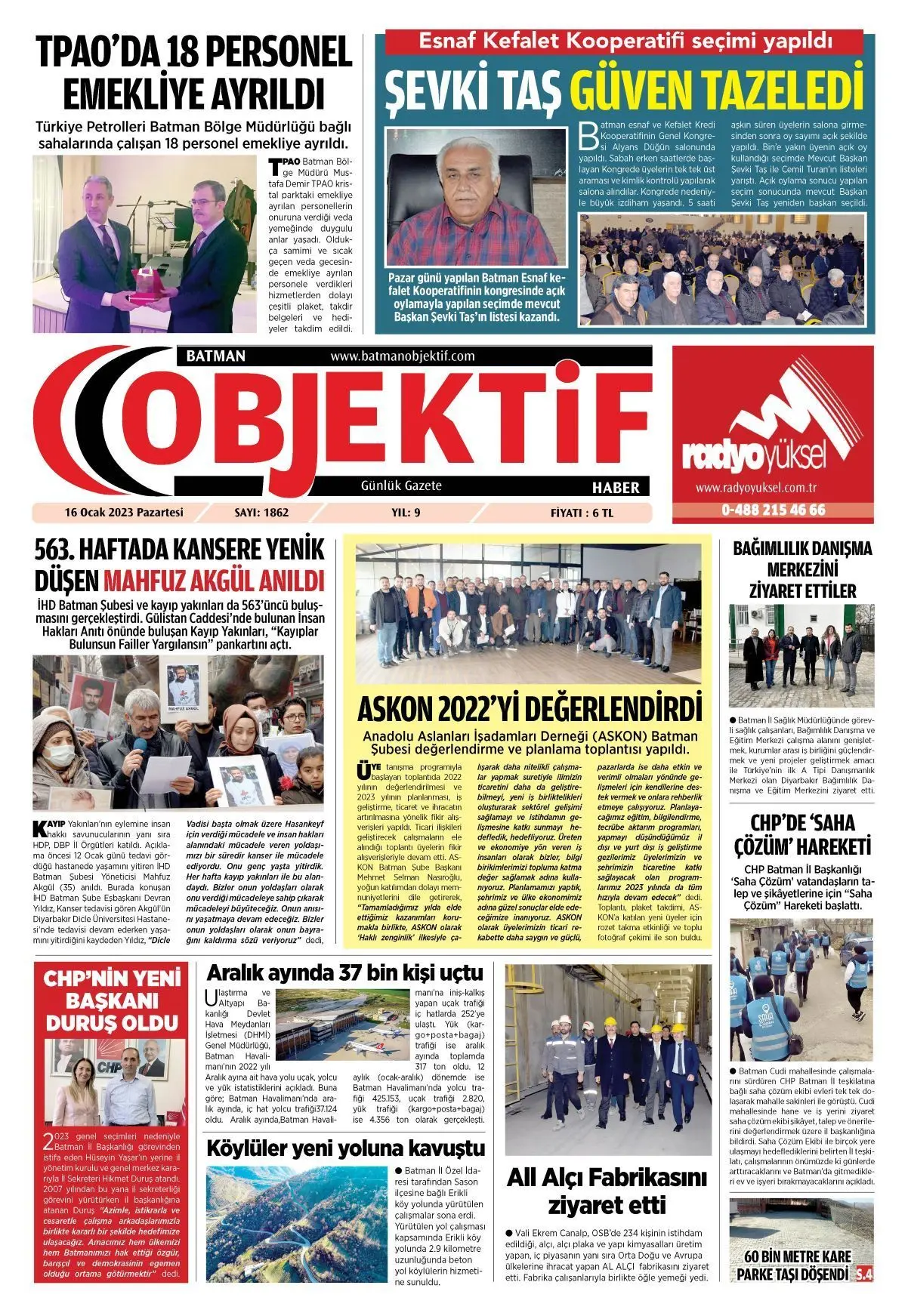 15.01.2023 tarihli sayı, 1. sayfa