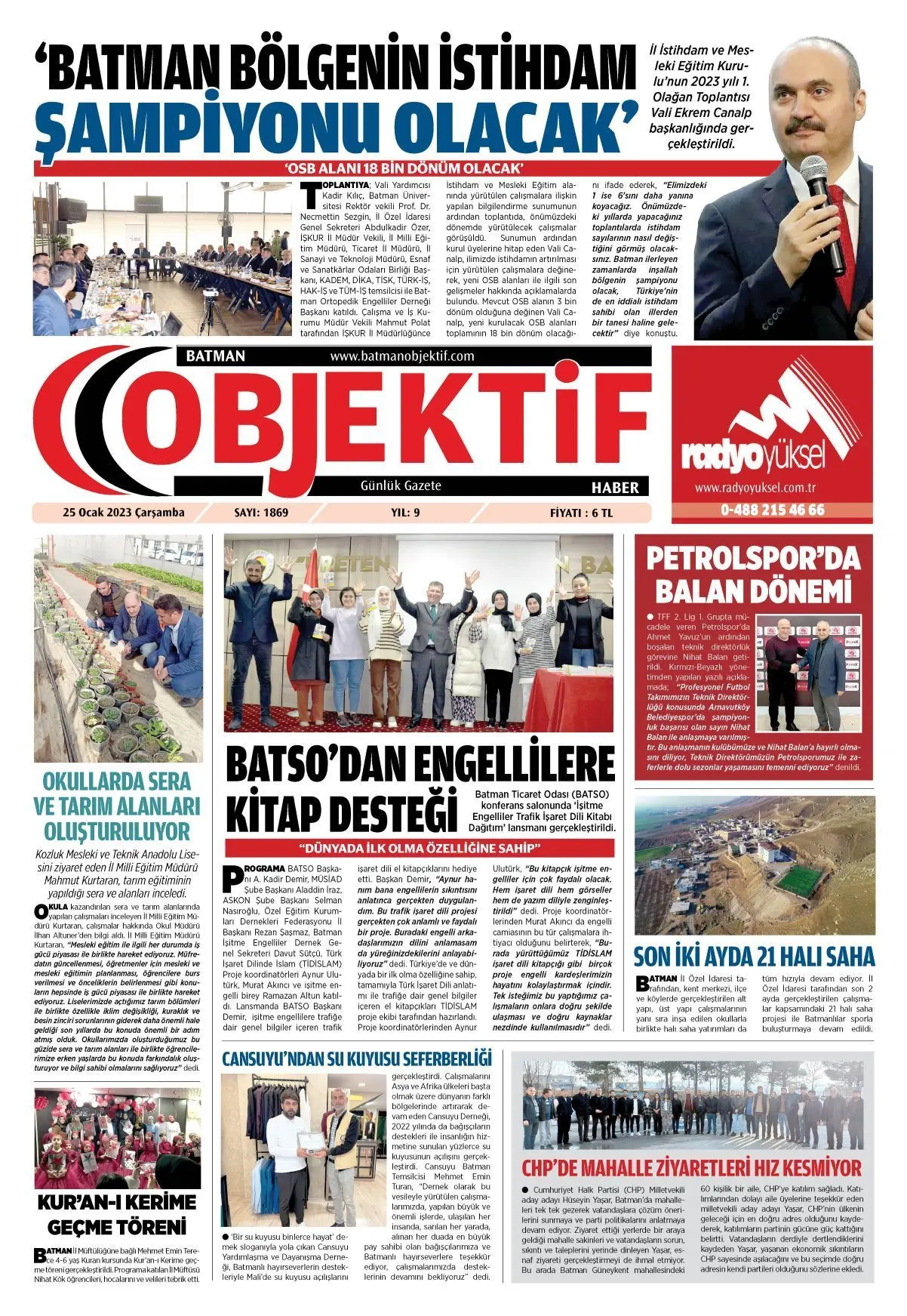 24.01.2023 tarihli sayı, 1. sayfa