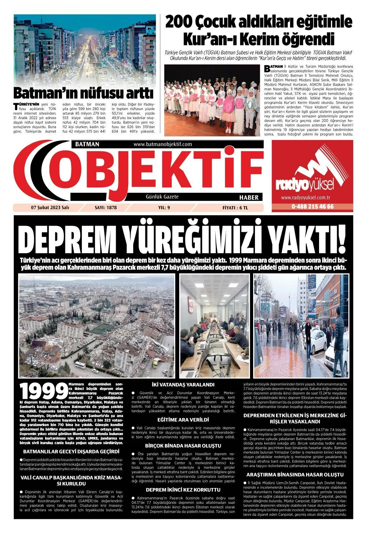 10.02.2023 tarihli sayı, 1. sayfa