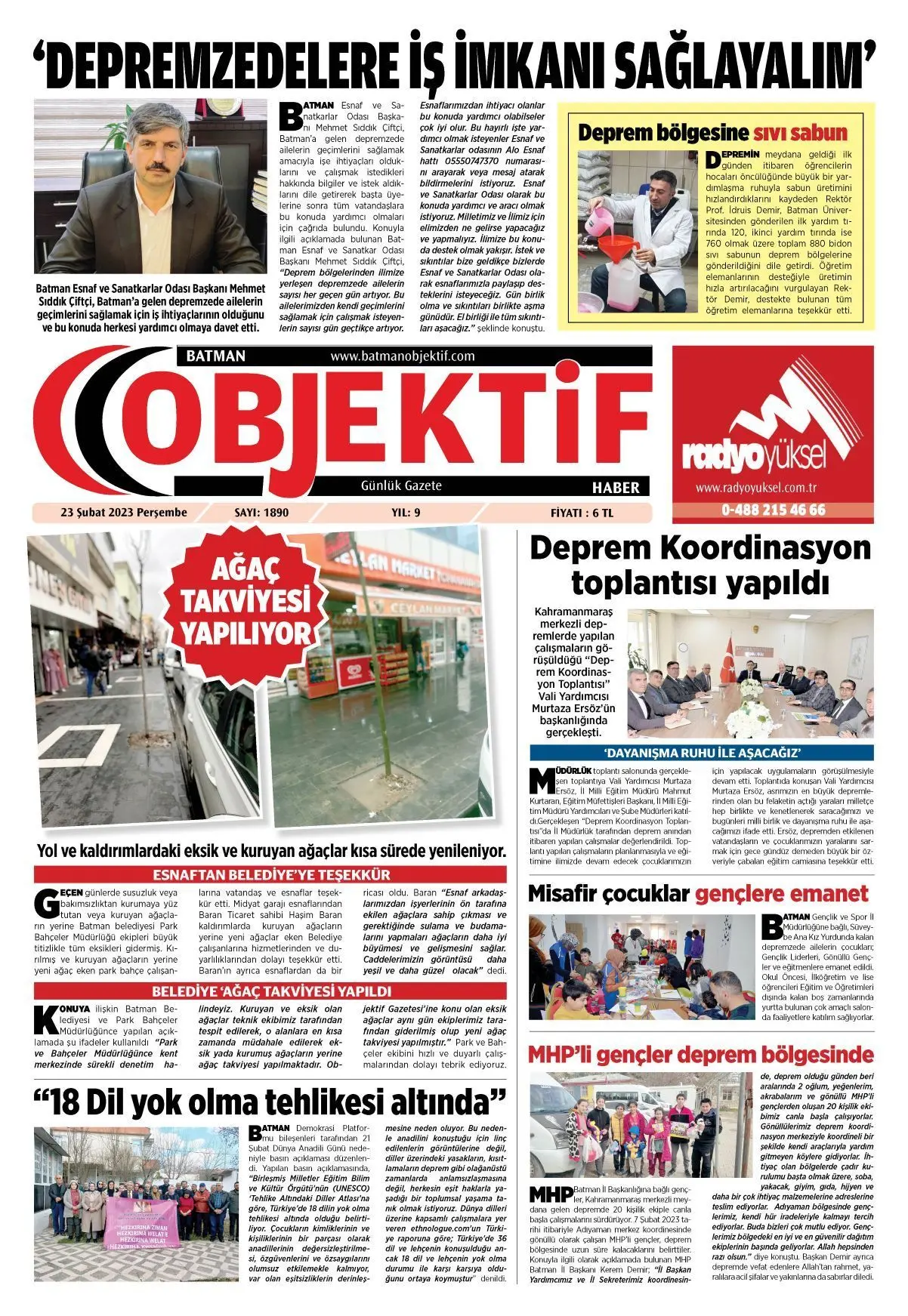 23.02.2023 tarihli sayı, 1. sayfa