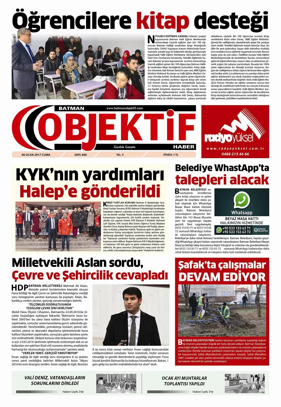 05.01.2017 tarihli sayı, 1. sayfa