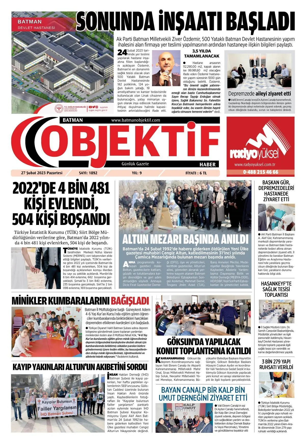 26.02.2023 tarihli sayı, 1. sayfa