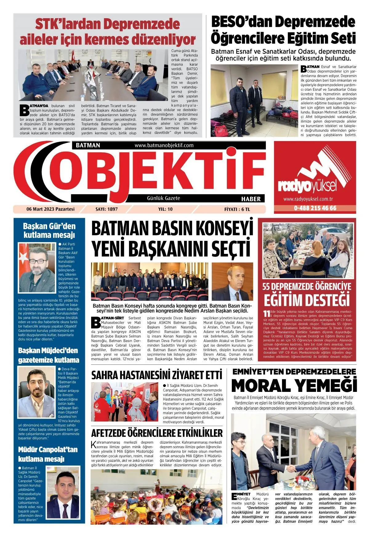 06.03.2023 tarihli sayı, 1. sayfa