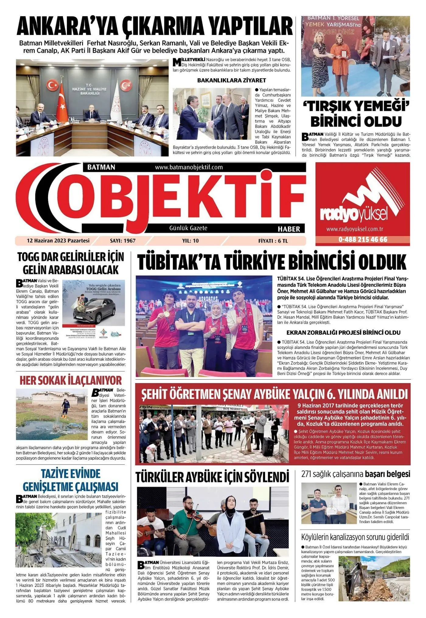 12.06.2023 tarihli sayı, 1. sayfa