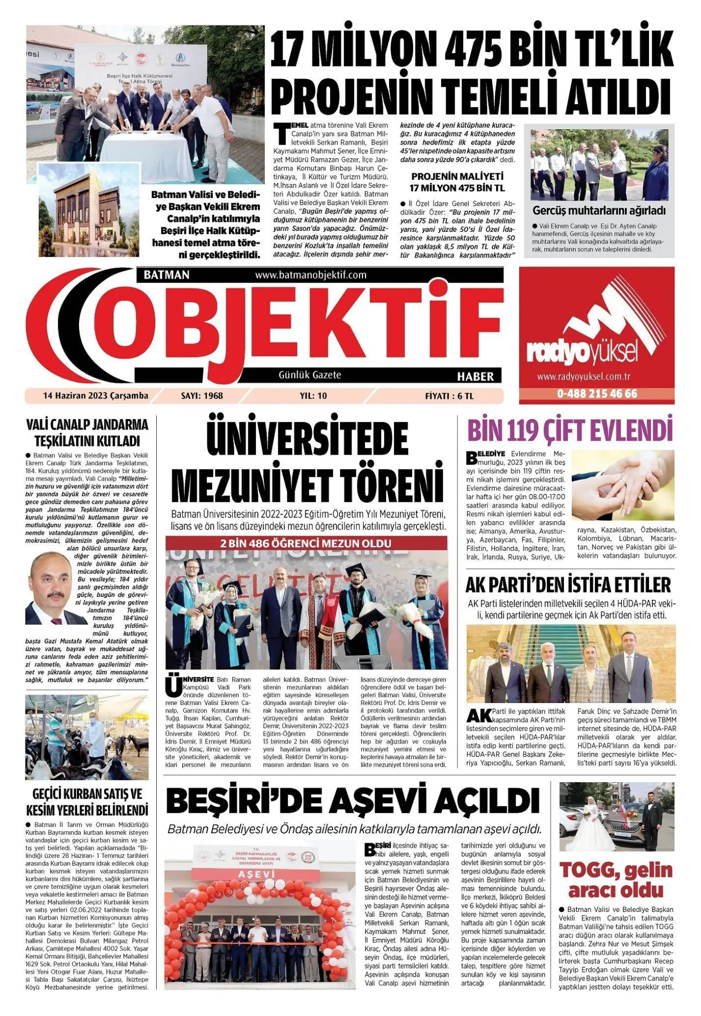 13.06.2023 tarihli sayı, 1. sayfa