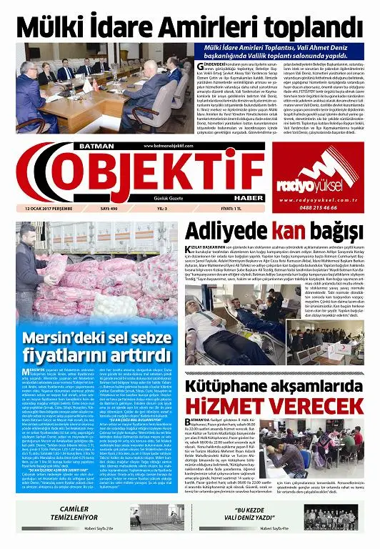 11.01.2017 tarihli sayı, 1. sayfa