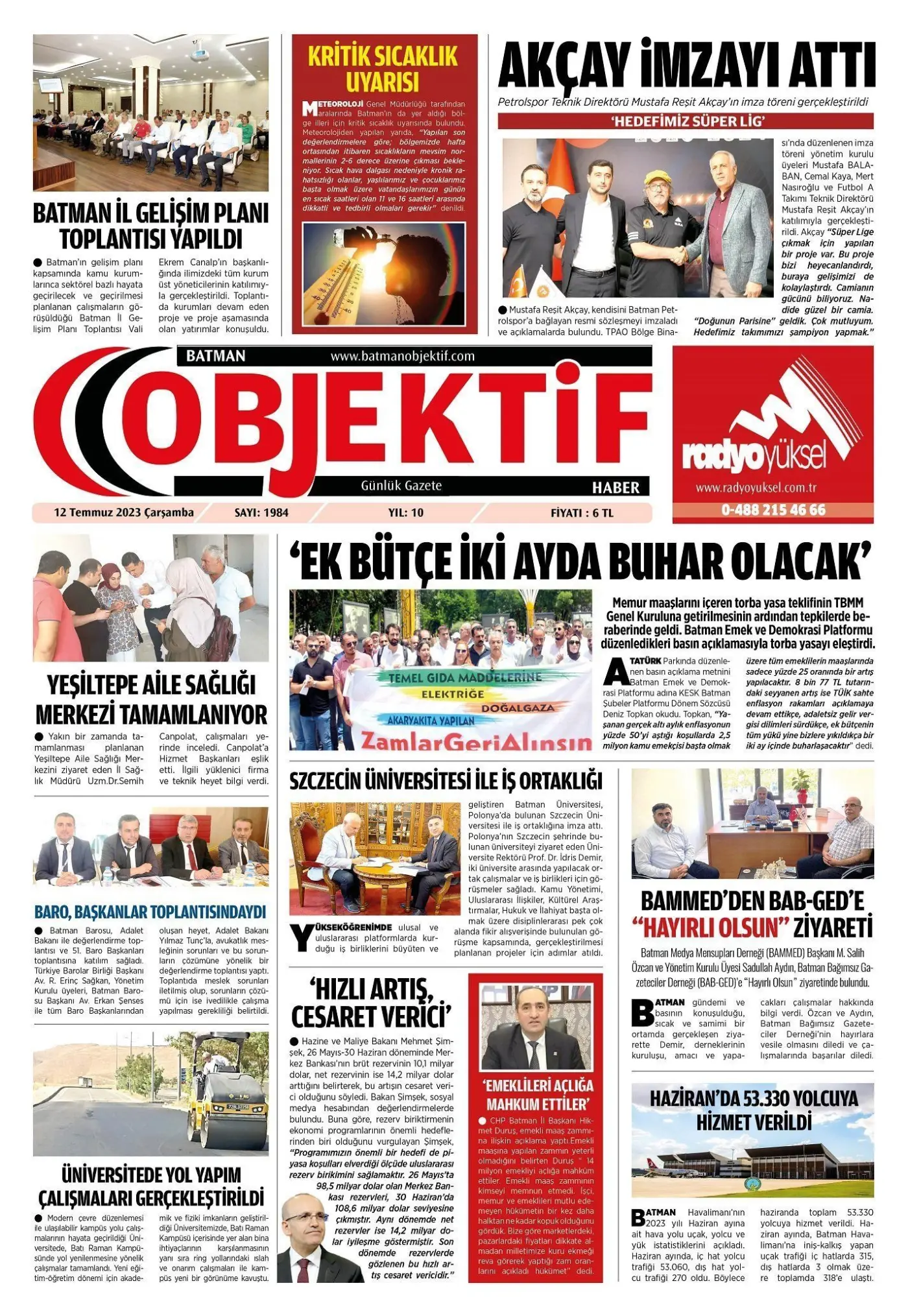 11.07.2023 tarihli sayı, 1. sayfa