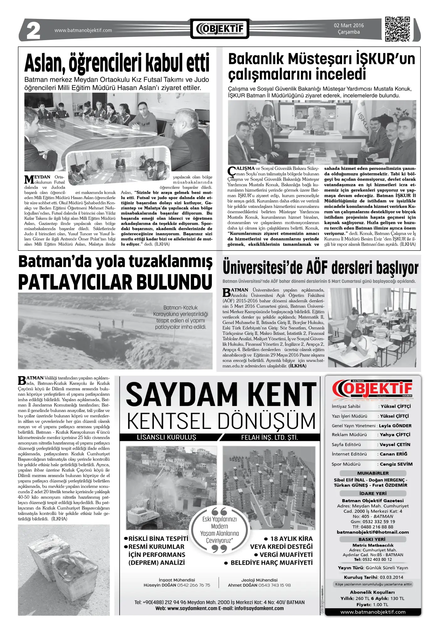 02.03.2016 tarihli sayı, 2. sayfa