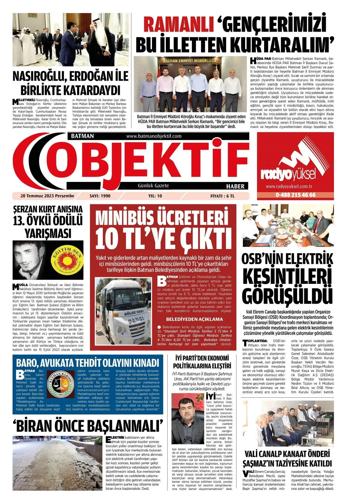 20.07.2023 tarihli sayı, 1. sayfa