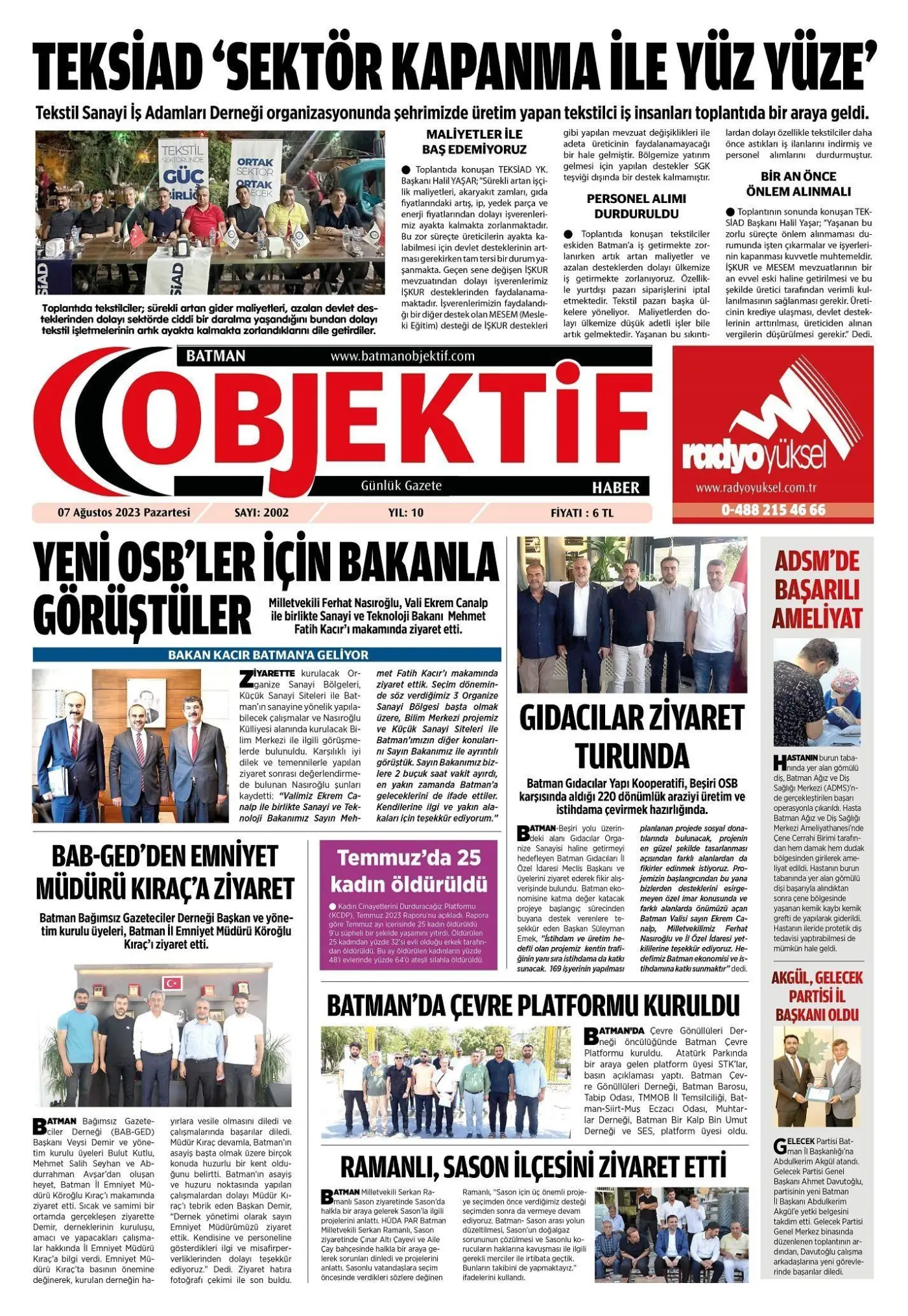 07.08.2023 tarihli sayı, 1. sayfa
