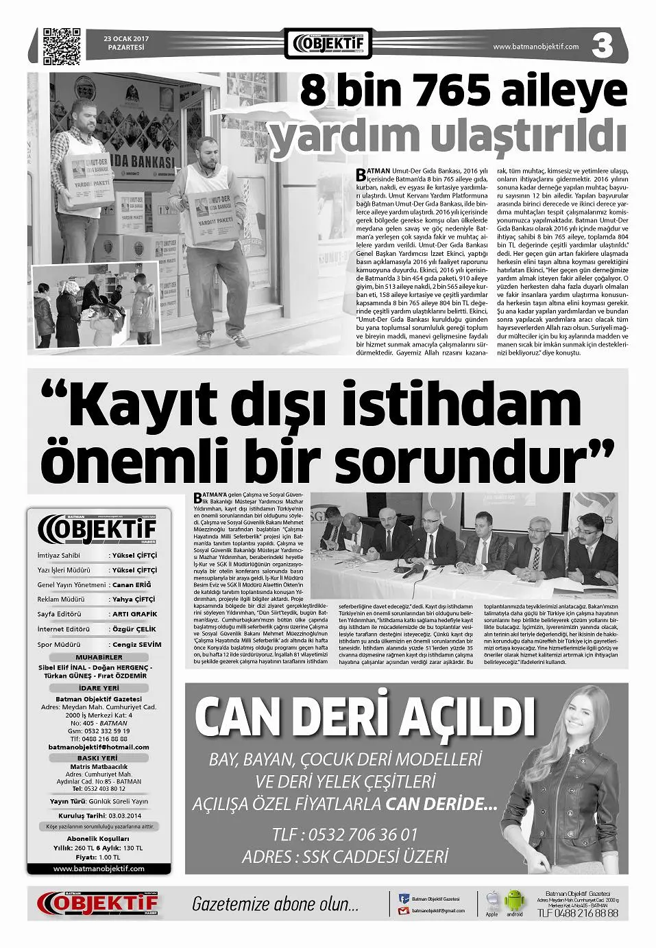 22.01.2017 tarihli sayı, 3. sayfa