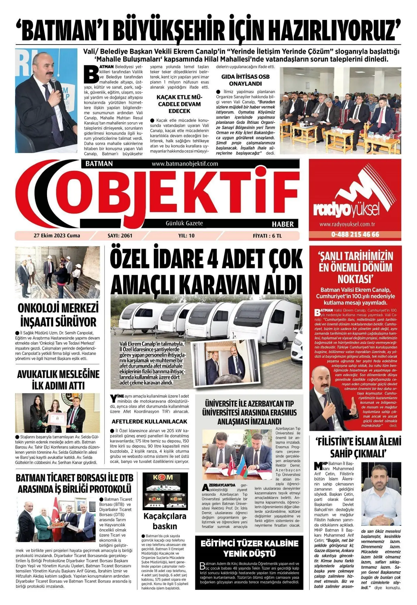 27.10.2023 tarihli sayı, 1. sayfa