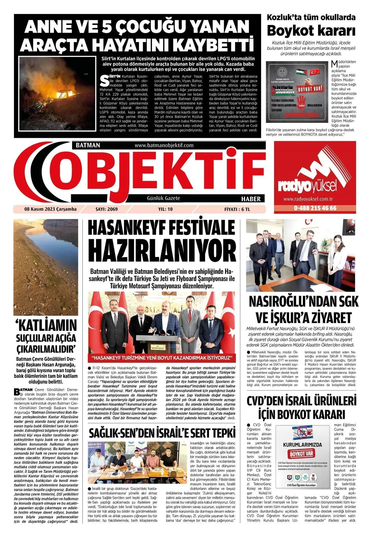 08.11.2023 tarihli sayı, 1. sayfa