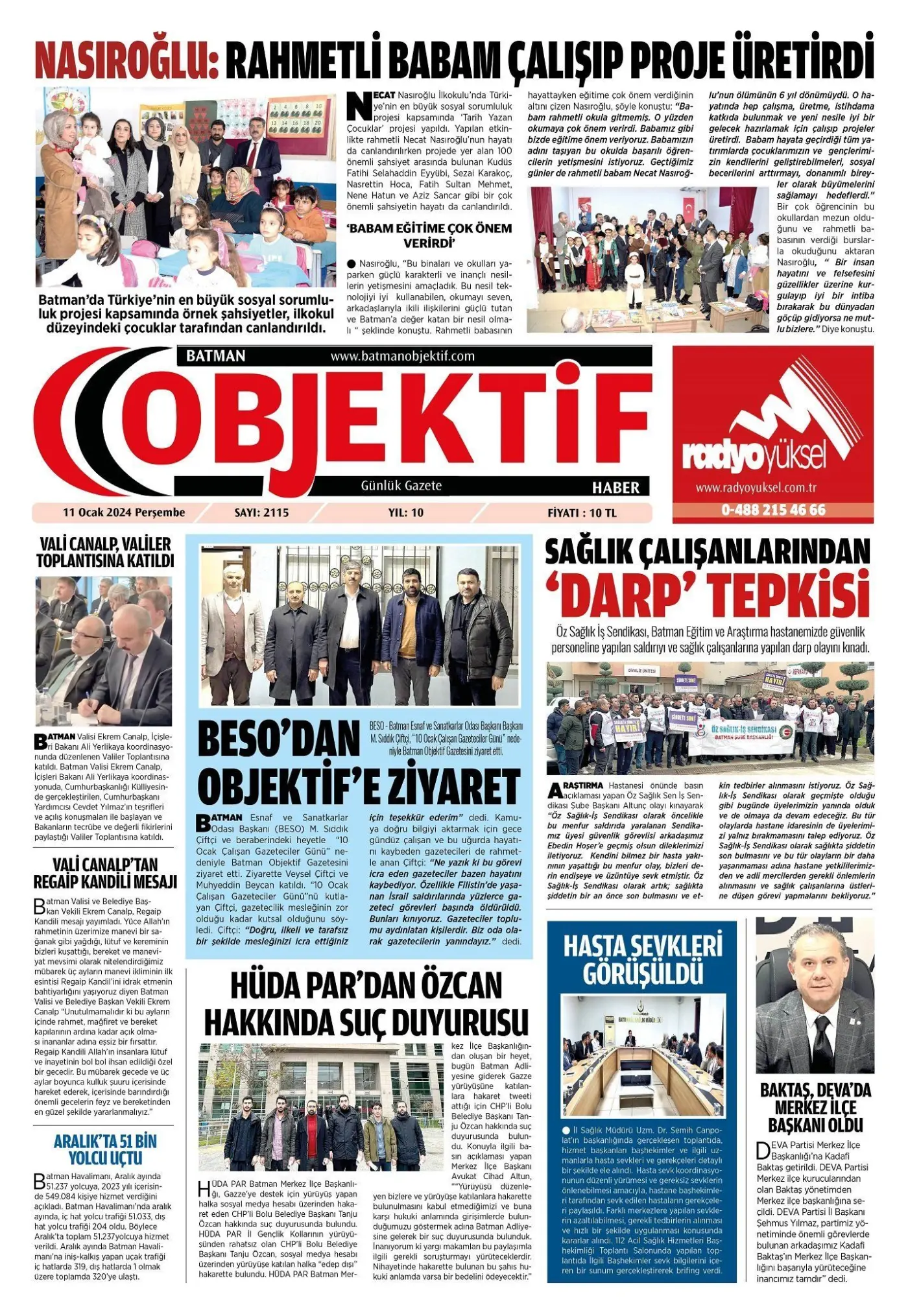 11.01.2024 tarihli sayı, 1. sayfa