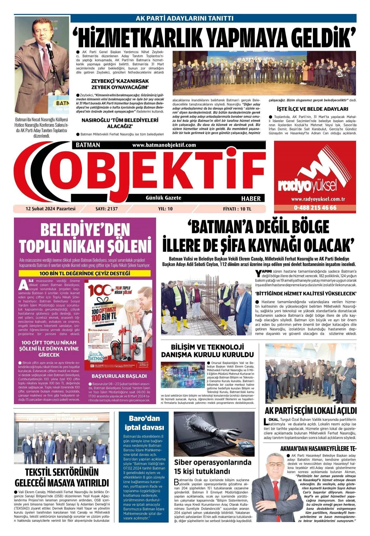 11.02.2024 tarihli sayı, 1. sayfa