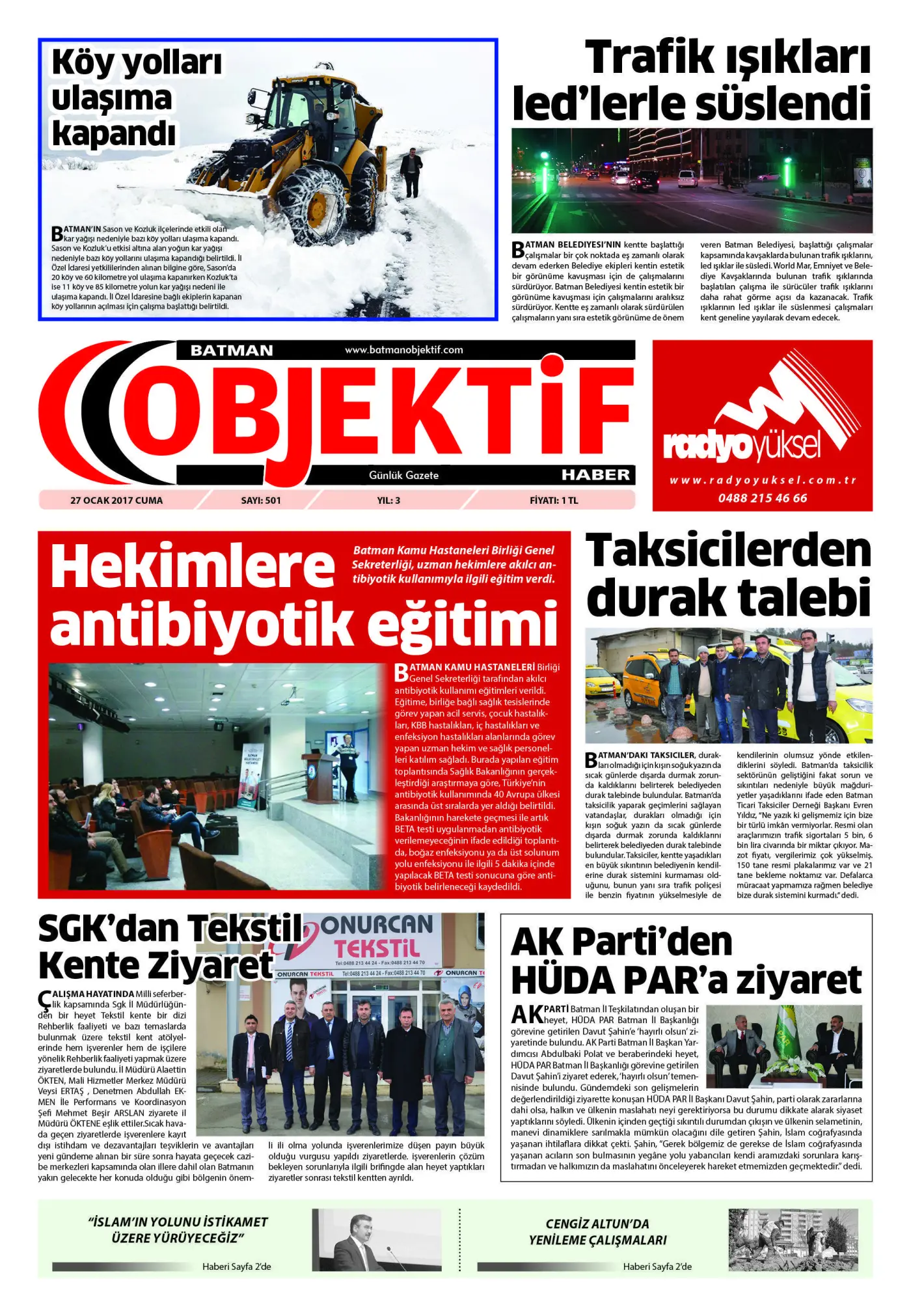 27.01.2017 tarihli sayı, 1. sayfa