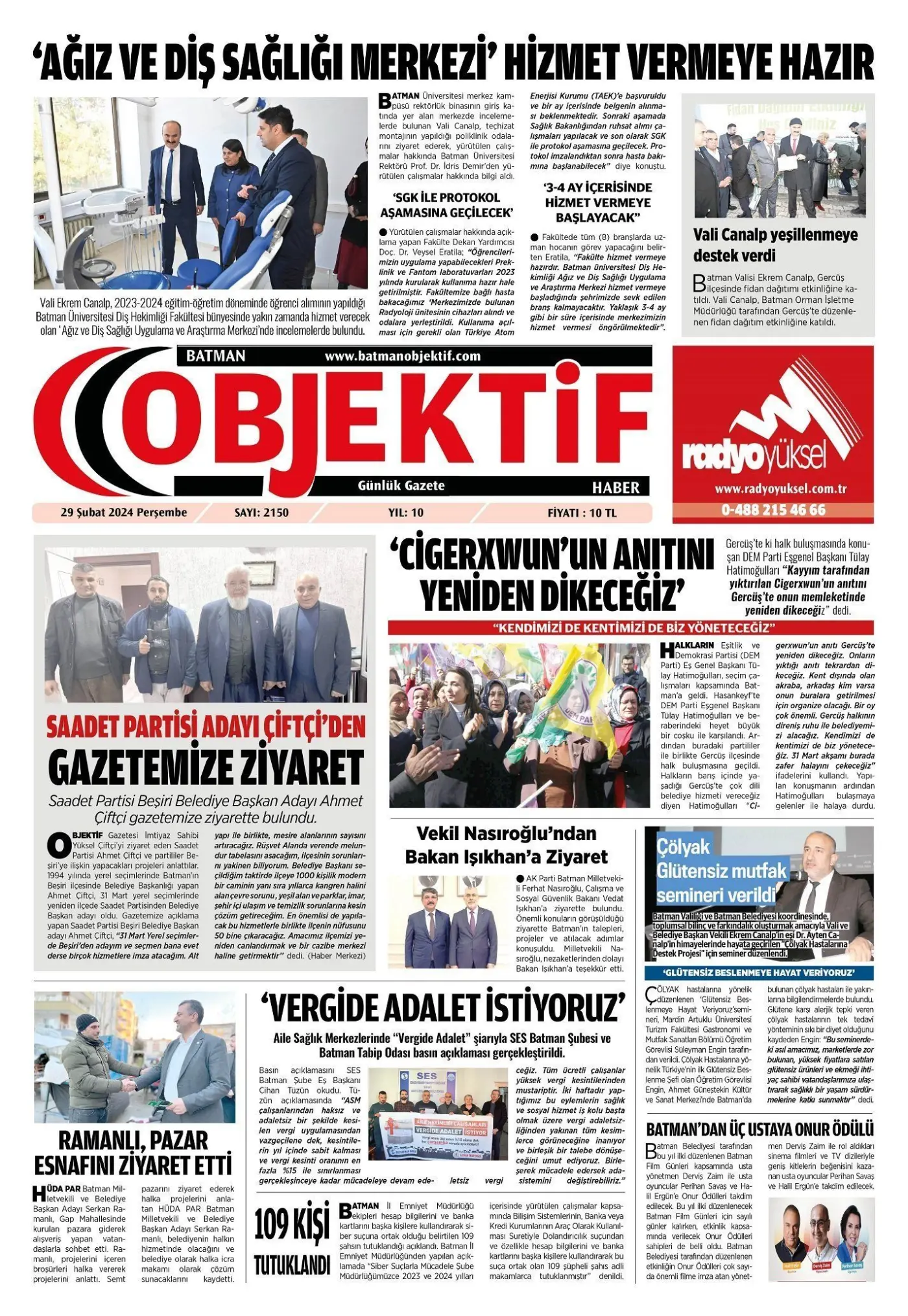 29.02.2024 tarihli sayı, 1. sayfa