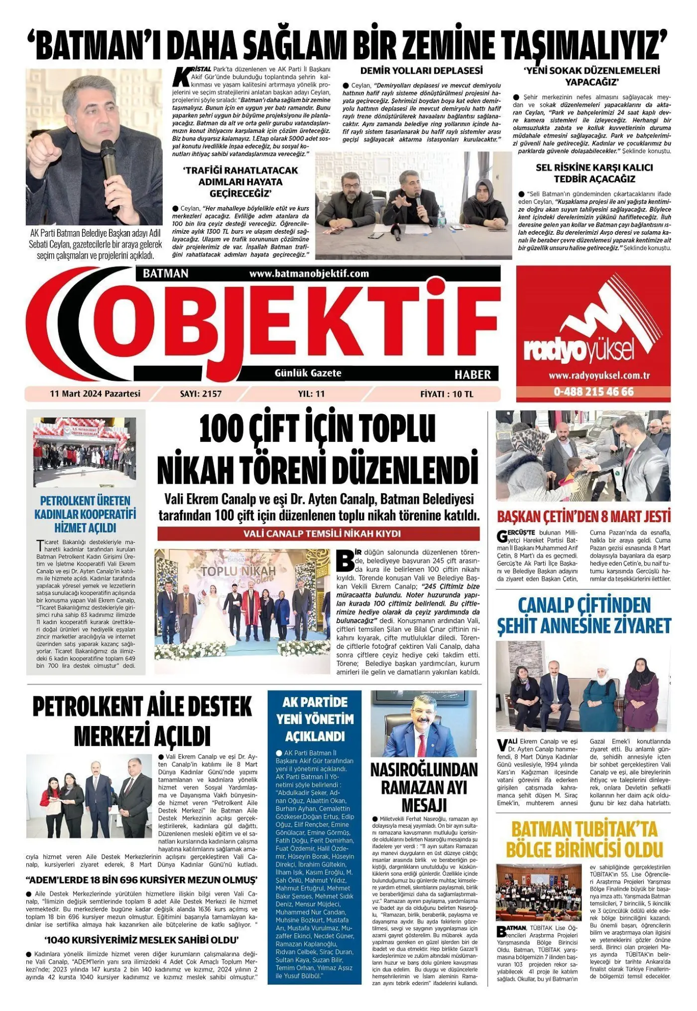 11.03.2024 tarihli sayı, 1. sayfa