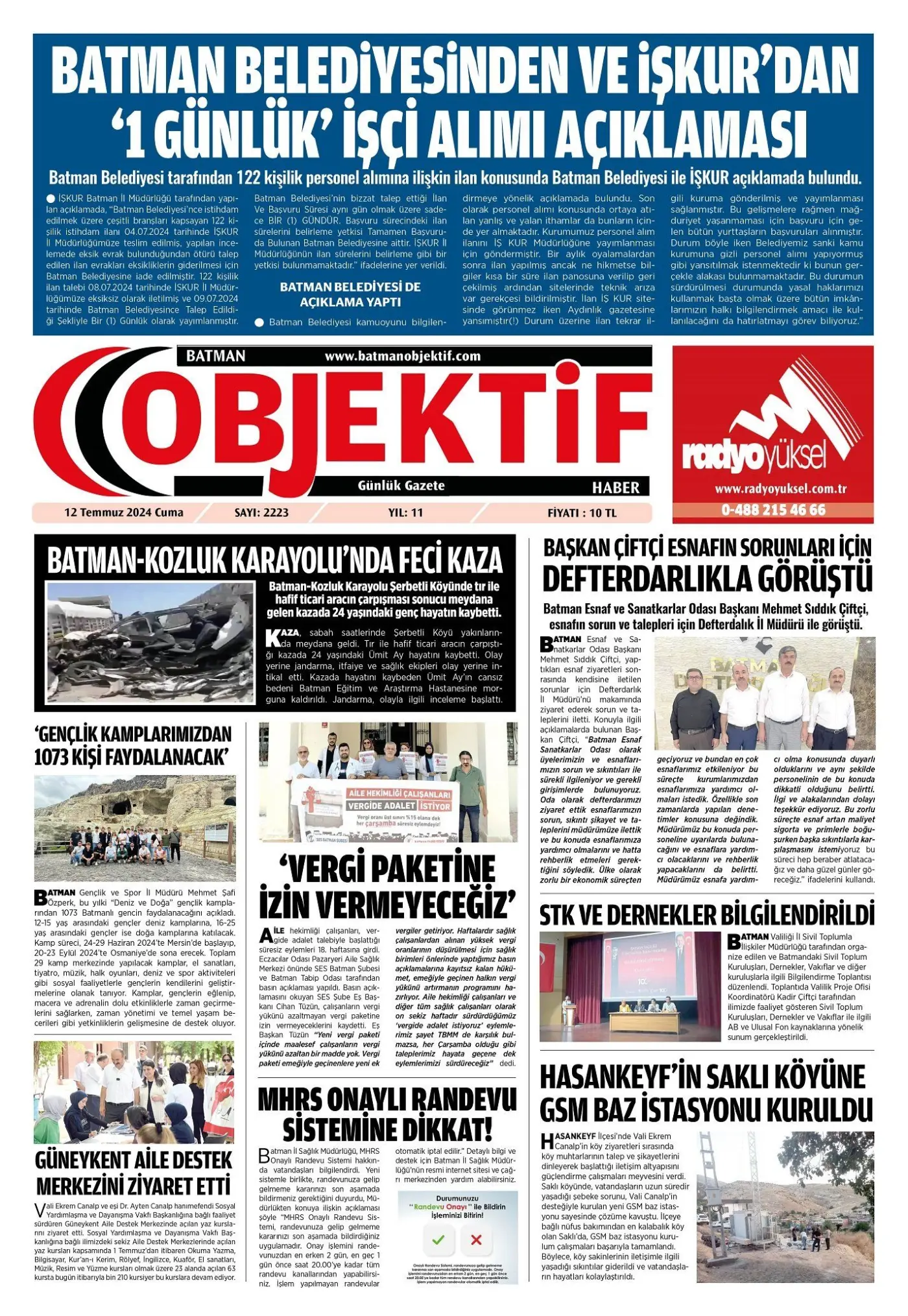 13.07.2024 tarihli sayı, 1. sayfa