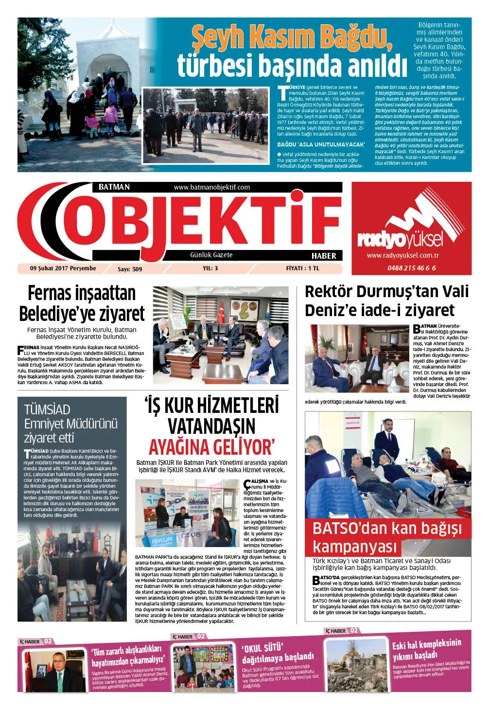 08.02.2017 tarihli sayı, 1. sayfa