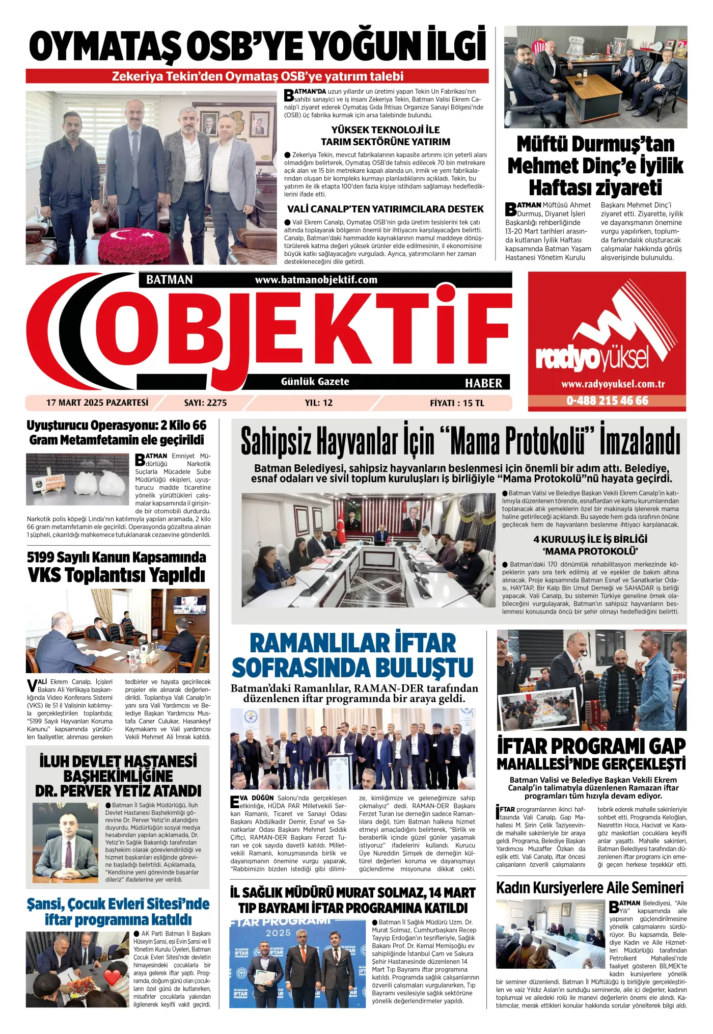 16.03.2025 tarihli sayı, 1. sayfa
