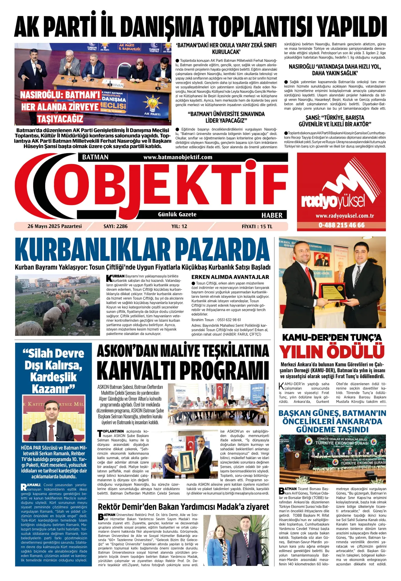 26.05.2025 tarihli sayı, 1. sayfa