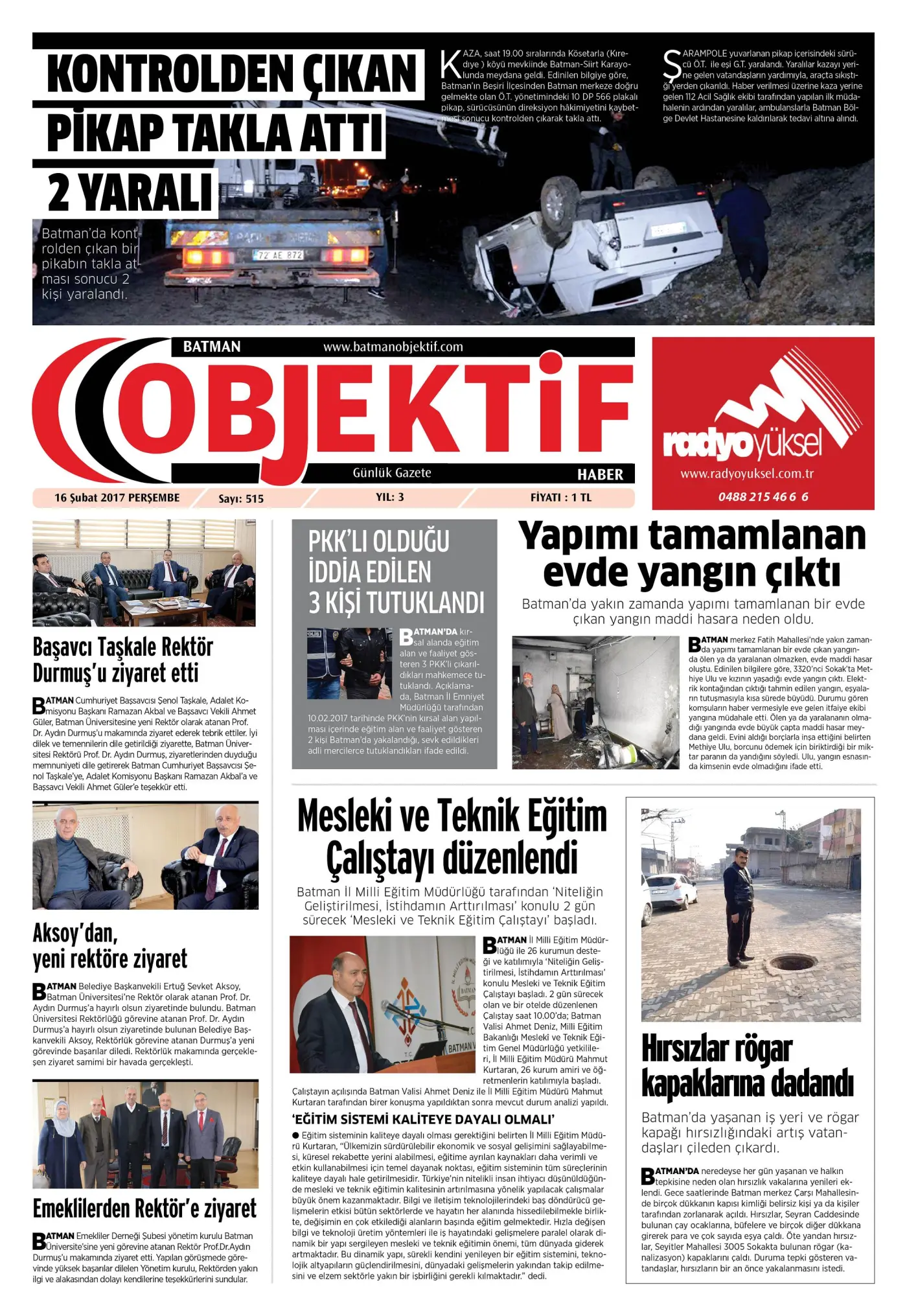 15.02.2017 tarihli sayı, 1. sayfa