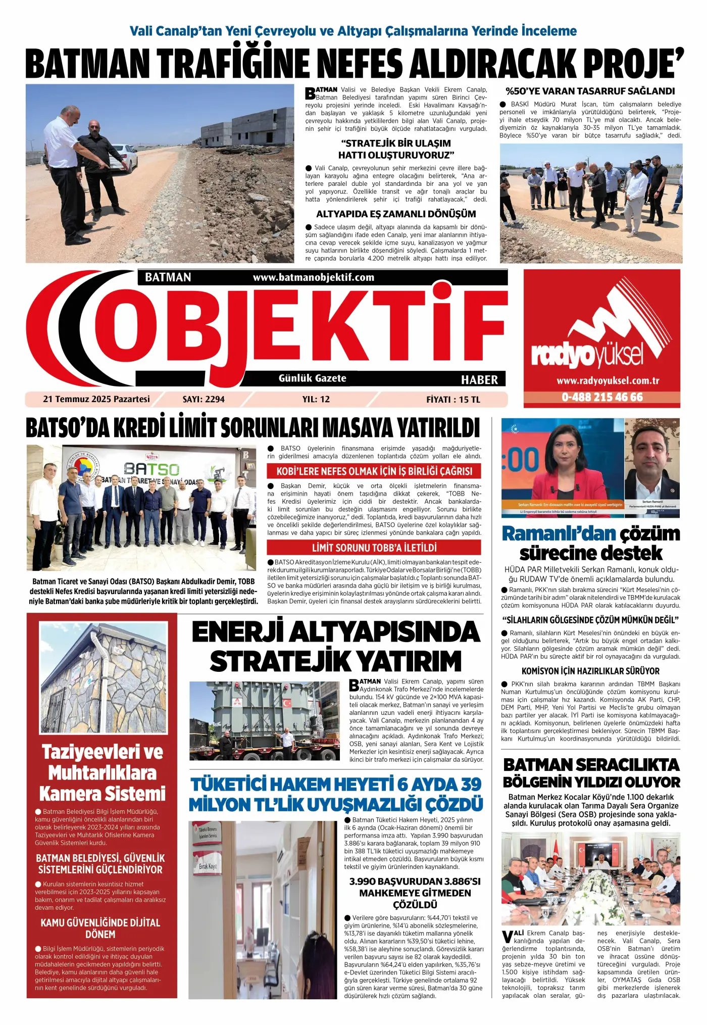 21.07.2025 tarihli sayı, 1. sayfa
