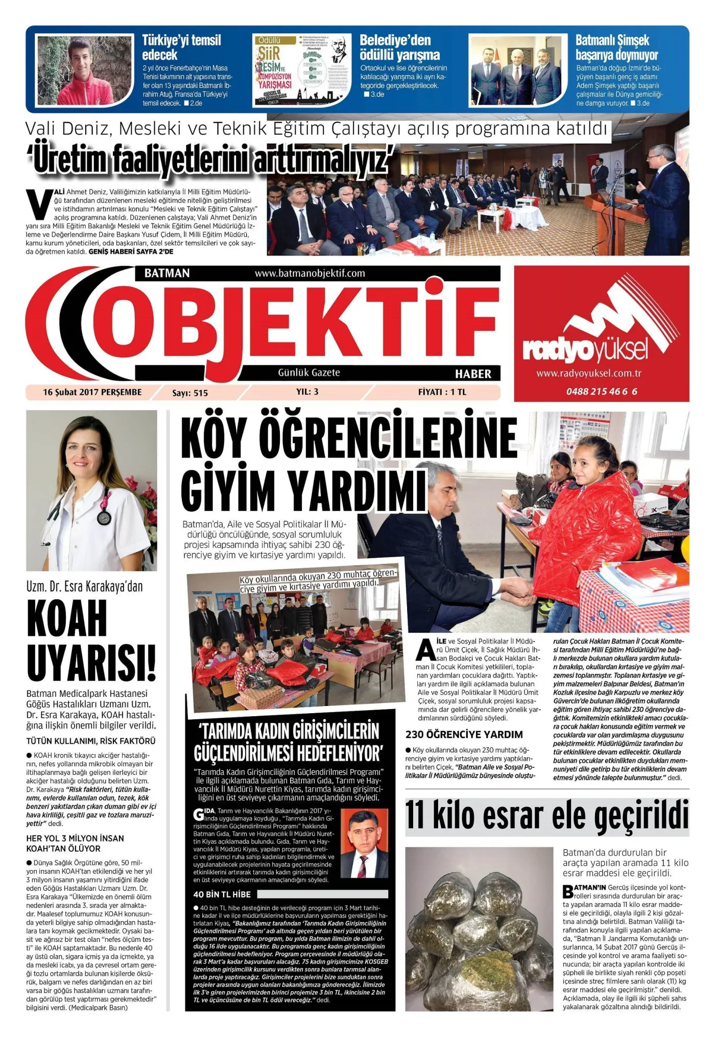 17.02.2017 tarihli sayı, 1. sayfa