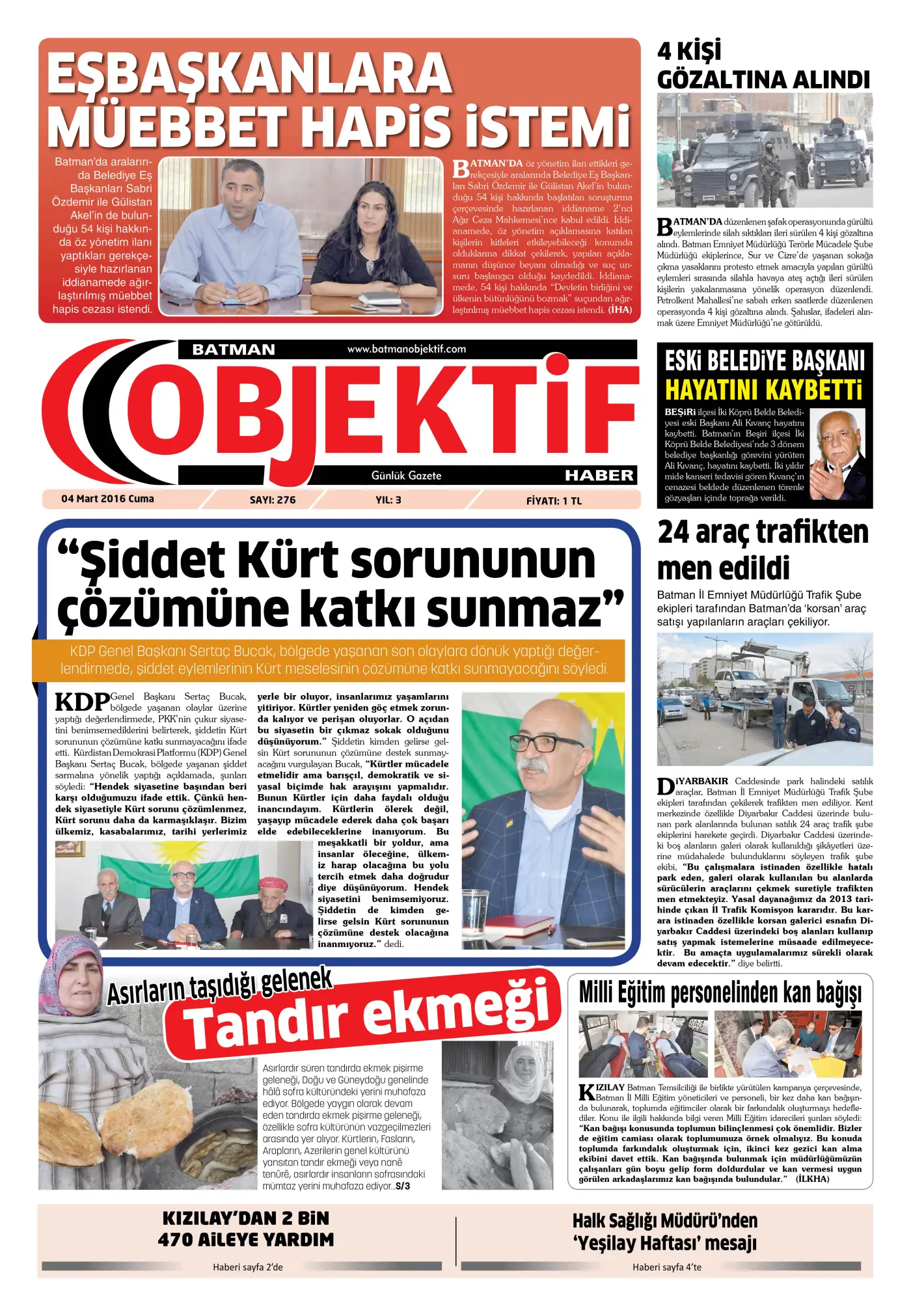 03.03.2016 tarihli sayı, 1. sayfa
