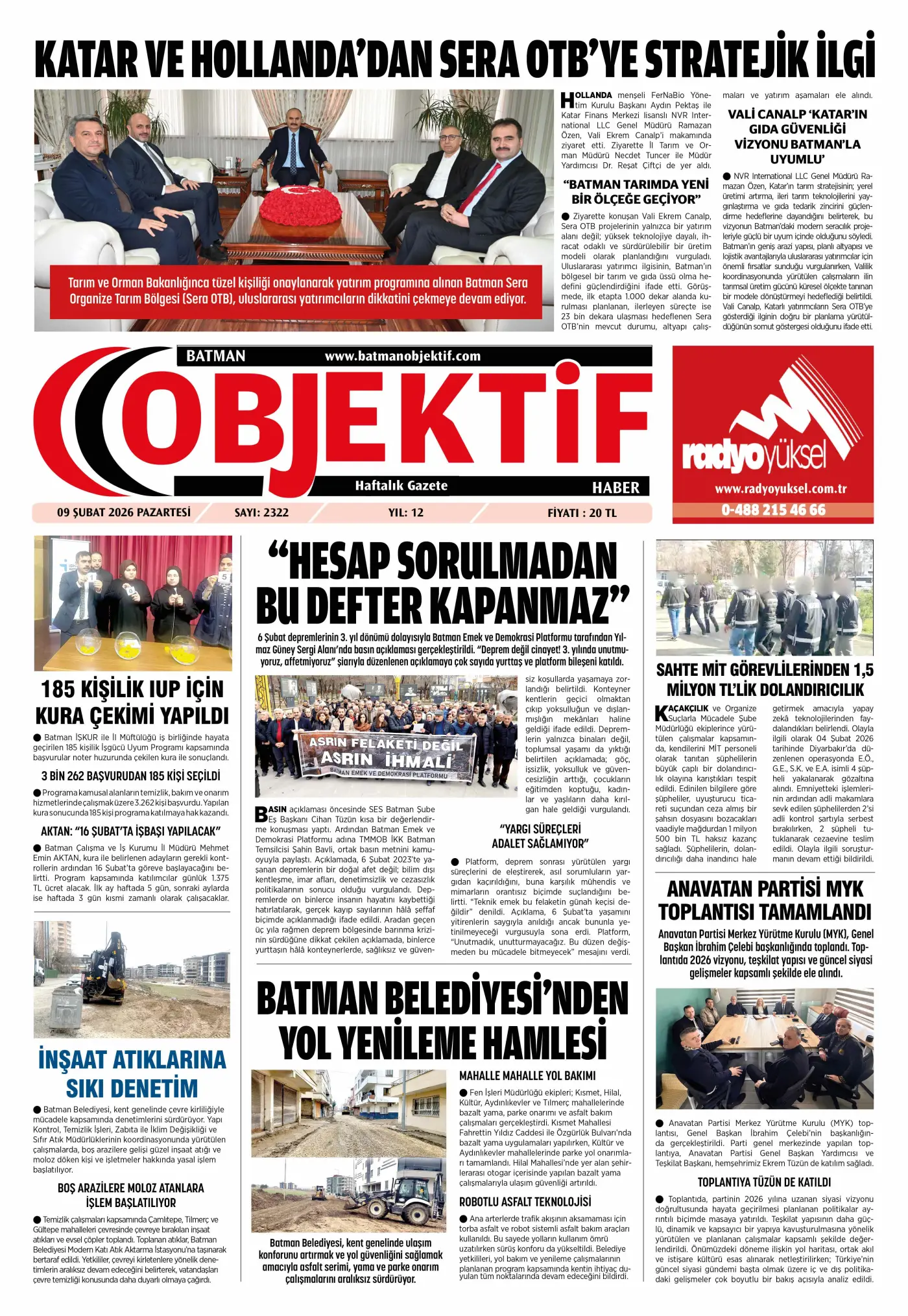08.02.2026 tarihli sayı, 1. sayfa