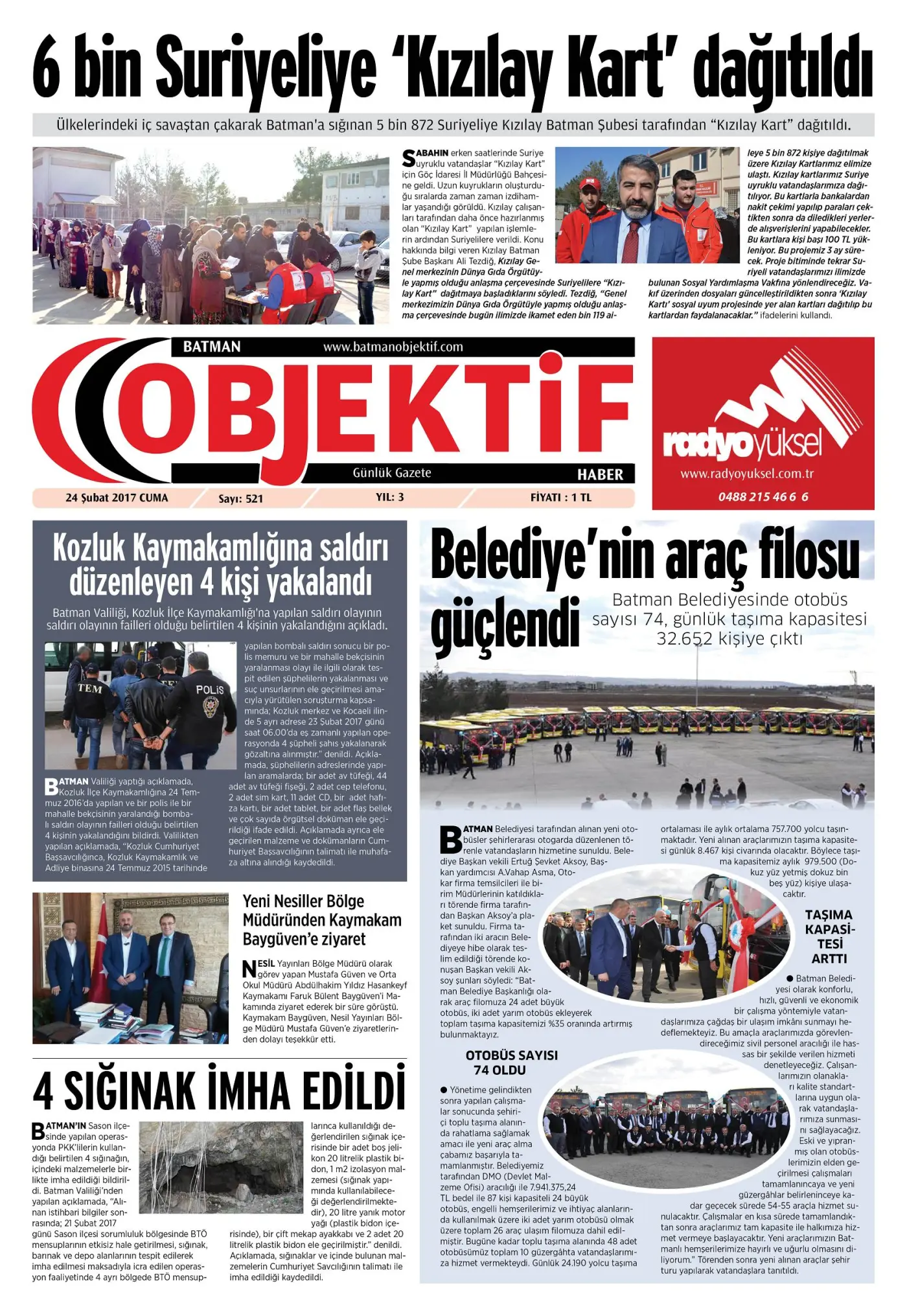 24.02.2017 tarihli sayı, 1. sayfa