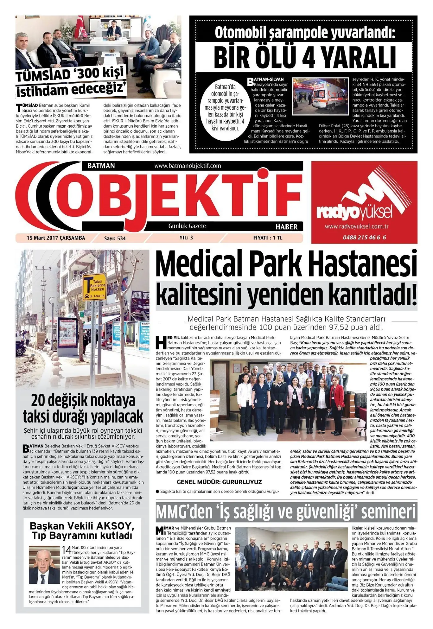 15.03.2017 tarihli sayı, 1. sayfa
