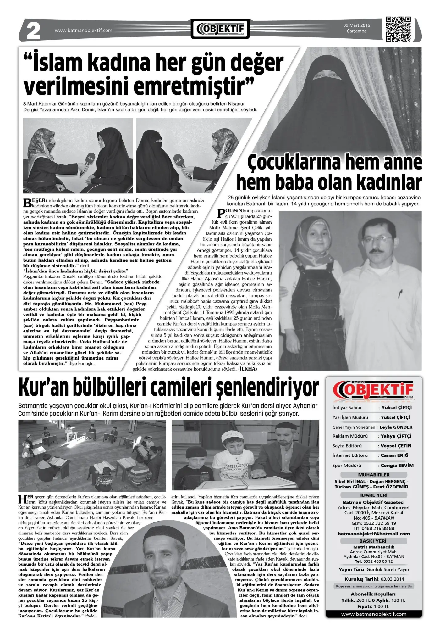 09.03.2016 tarihli sayı, 1. sayfa