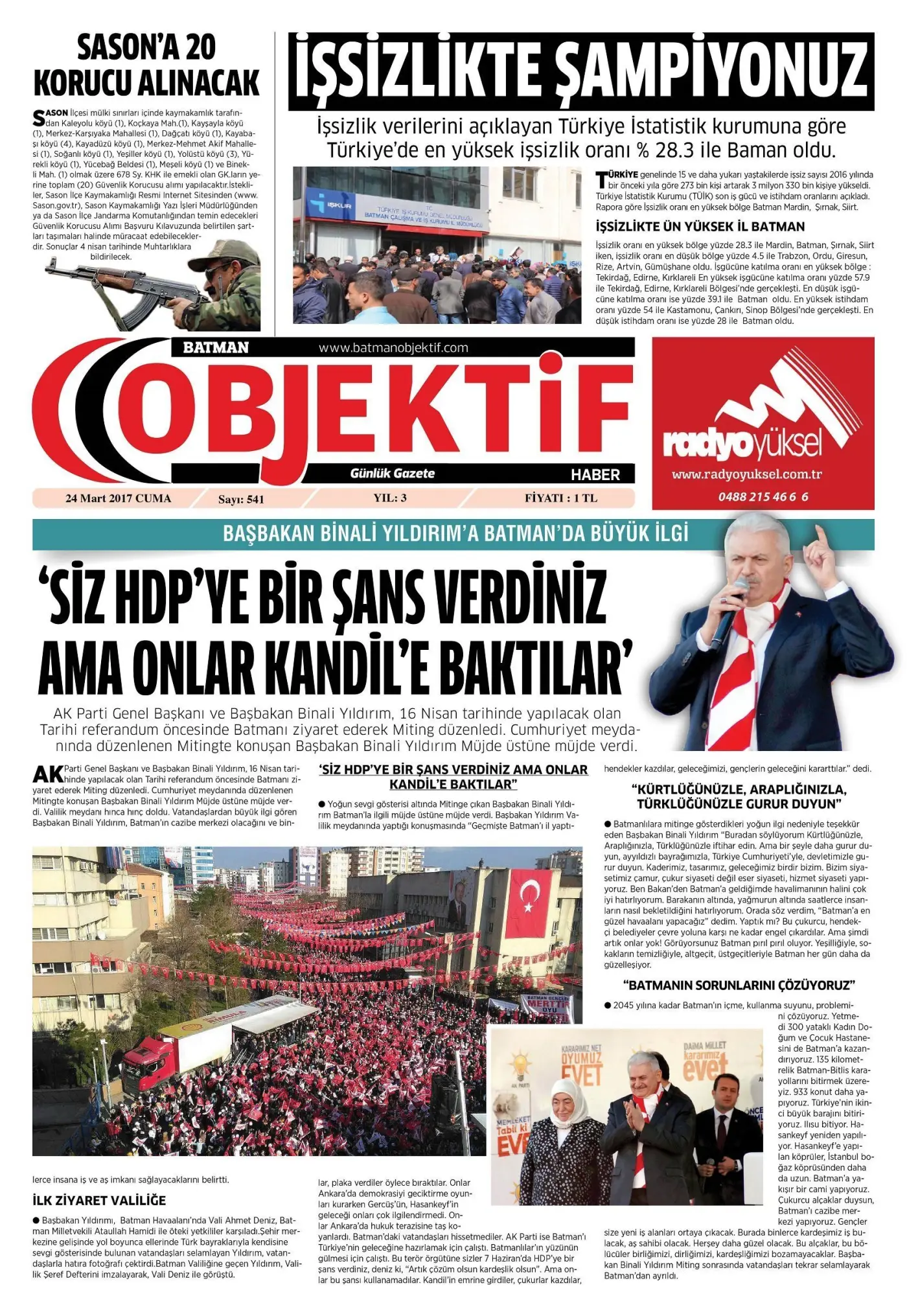 24.03.2017 tarihli sayı, 1. sayfa